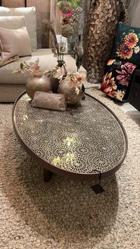 Coffee table Togo with Damask leather